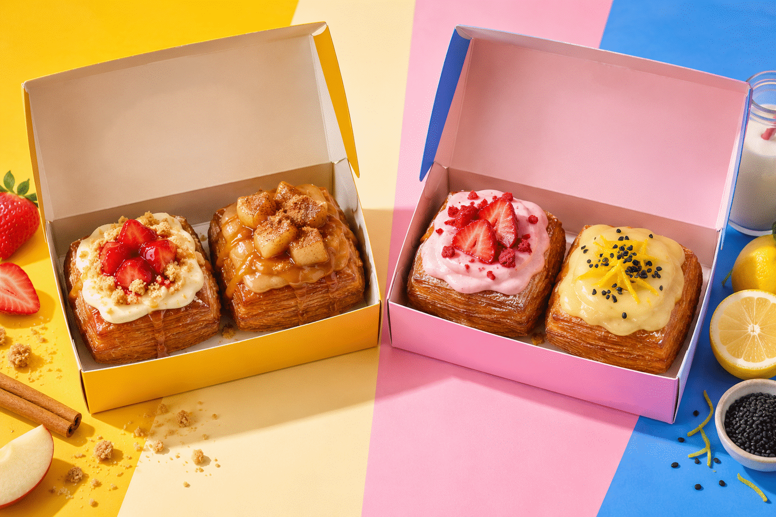 New York inspired square pastries